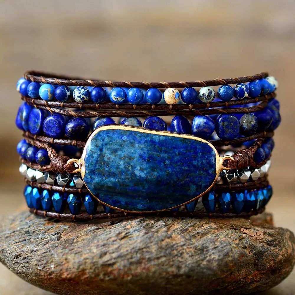 5 Wraps Lapis Lazuli Stone Bracelet - DKLOR -  -  