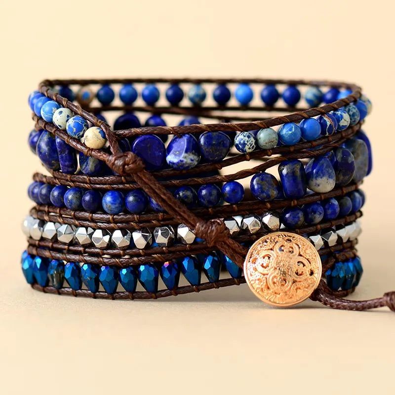 5 Wraps Lapis Lazuli Stone Bracelet - DKLOR -  -  