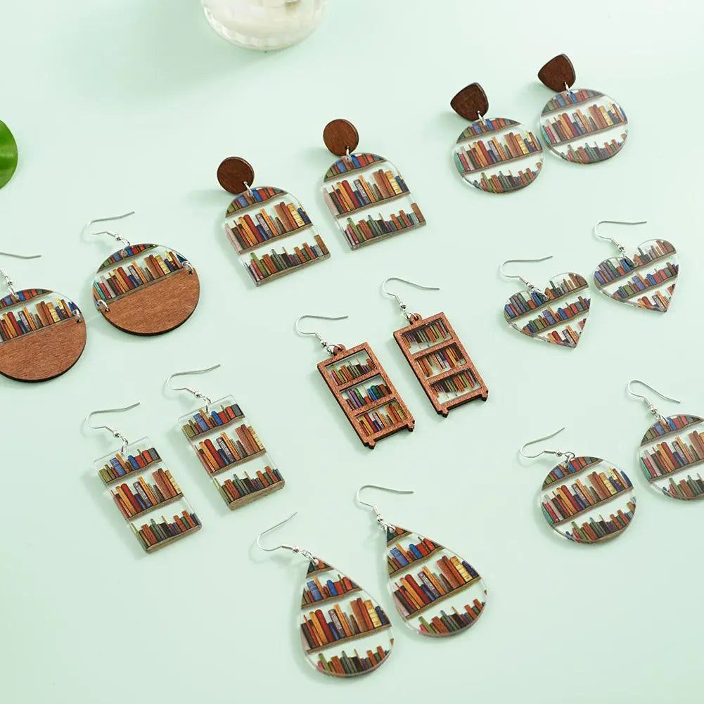 Acrylic Library Bookshelf Earrings - DKLOR -  -  