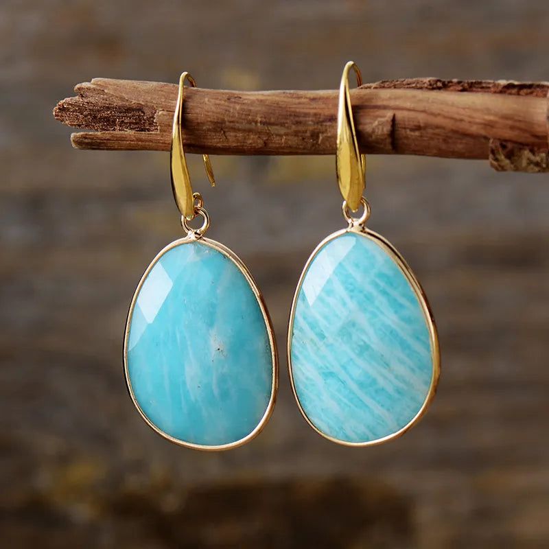 Amazonite Dangling Earrings - DKLOR -  -  