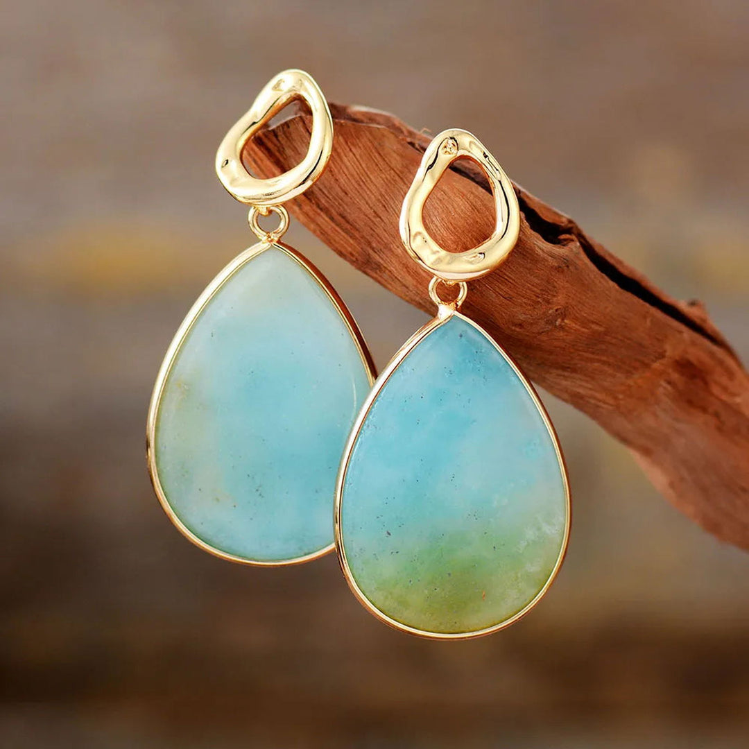 Authentic Amazonite Teardrop Earrings - DKLOR -  -  