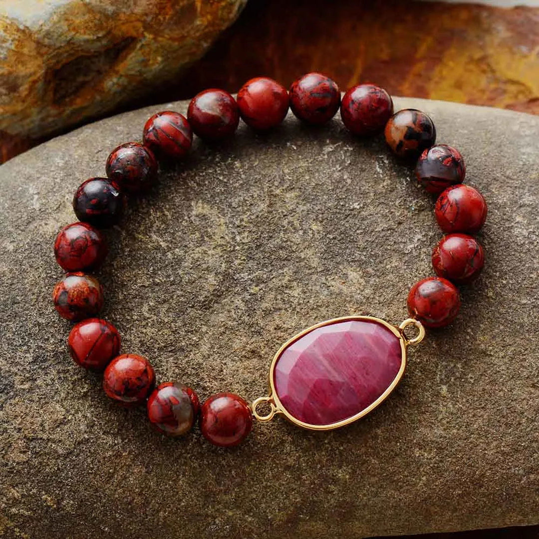 Big Red Jaspers Stone Bracelet - DKLOR -  -  