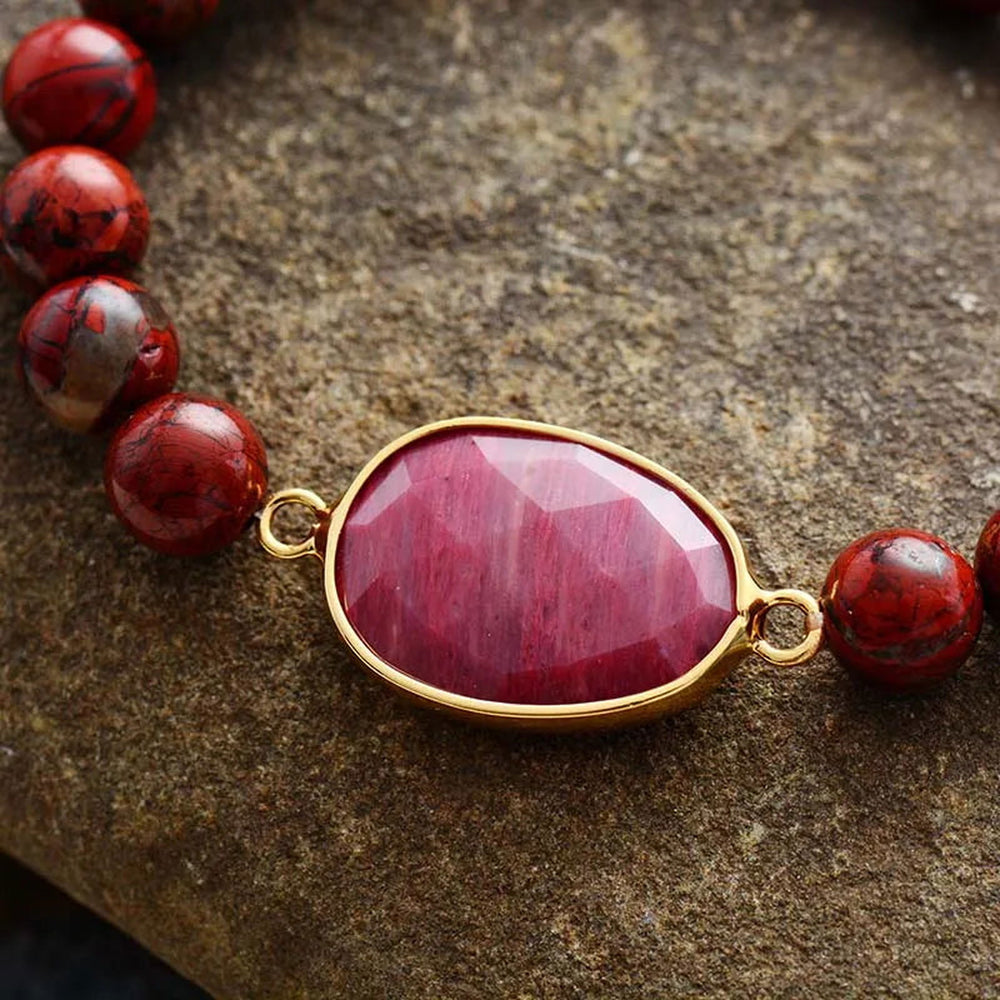 Big Red Jaspers Stone Bracelet - DKLOR -  -  