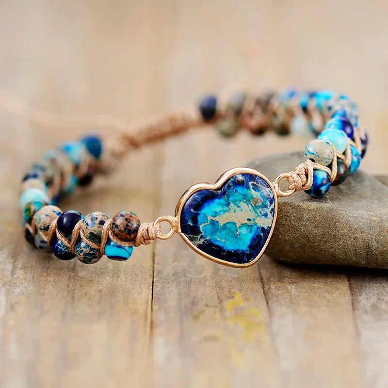 Blue Jasper Loving Heart Bracelet - DKLOR -  -  