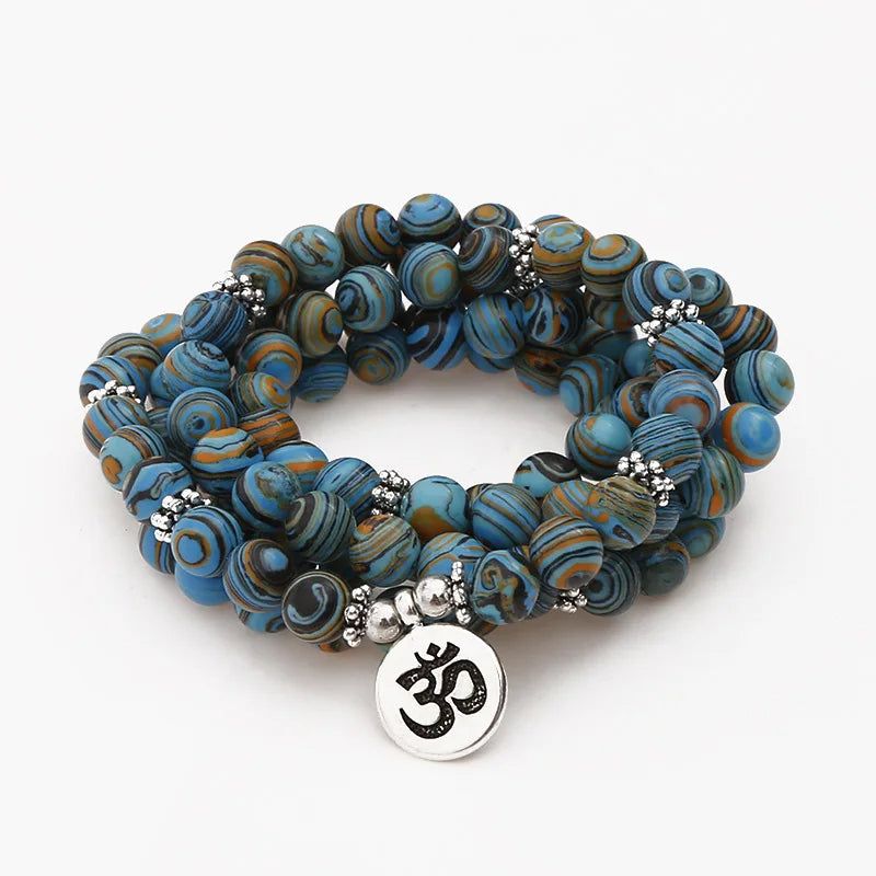 Blue Malachite 108 Mala Beads Bracelet - DKLOR -  -  