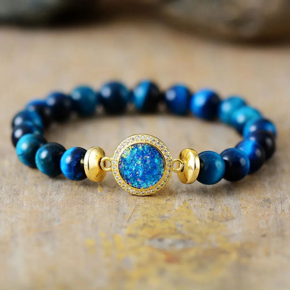 Blue Tiger Eye Elastic Bracelet - DKLOR -  -  