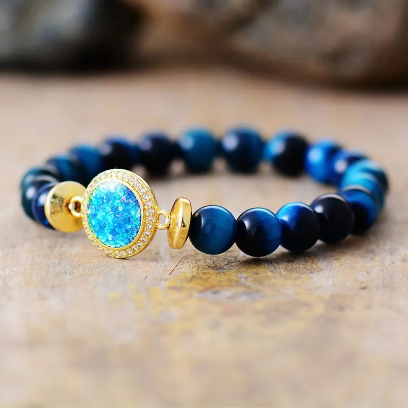 Blue Tiger Eye Elastic Bracelet - DKLOR -  -  