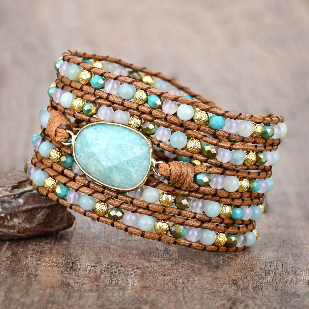 Boho Stone Egg  5 Wrap Bracelet - DKLOR -  -  