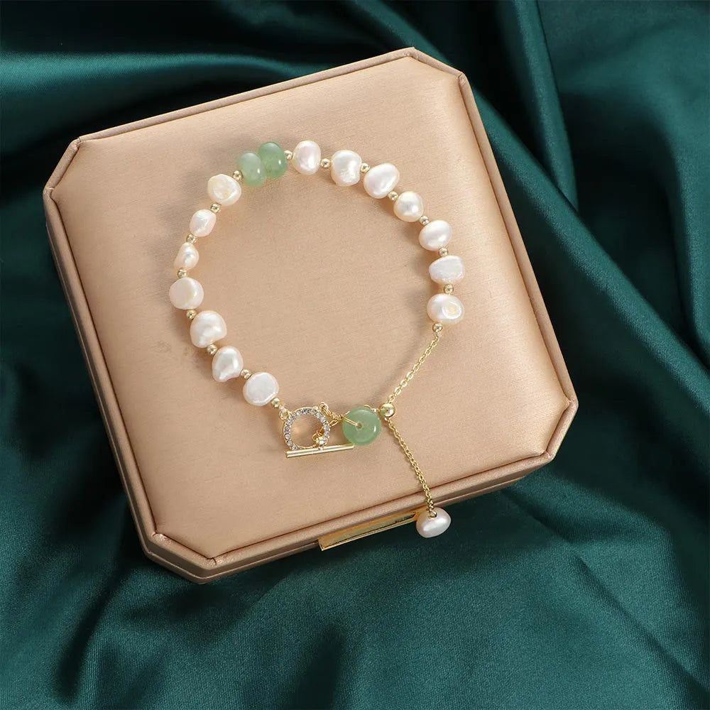 Classic Fashion Stone Pearl Pendant Bracelet - DKLOR -  -  