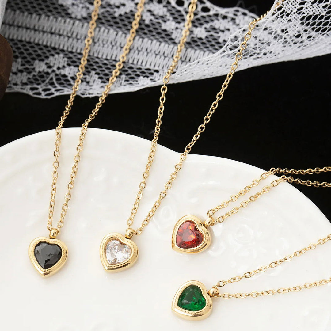 Colorful Gems Heart Stone Necklaces Collection - DKLOR -  -  