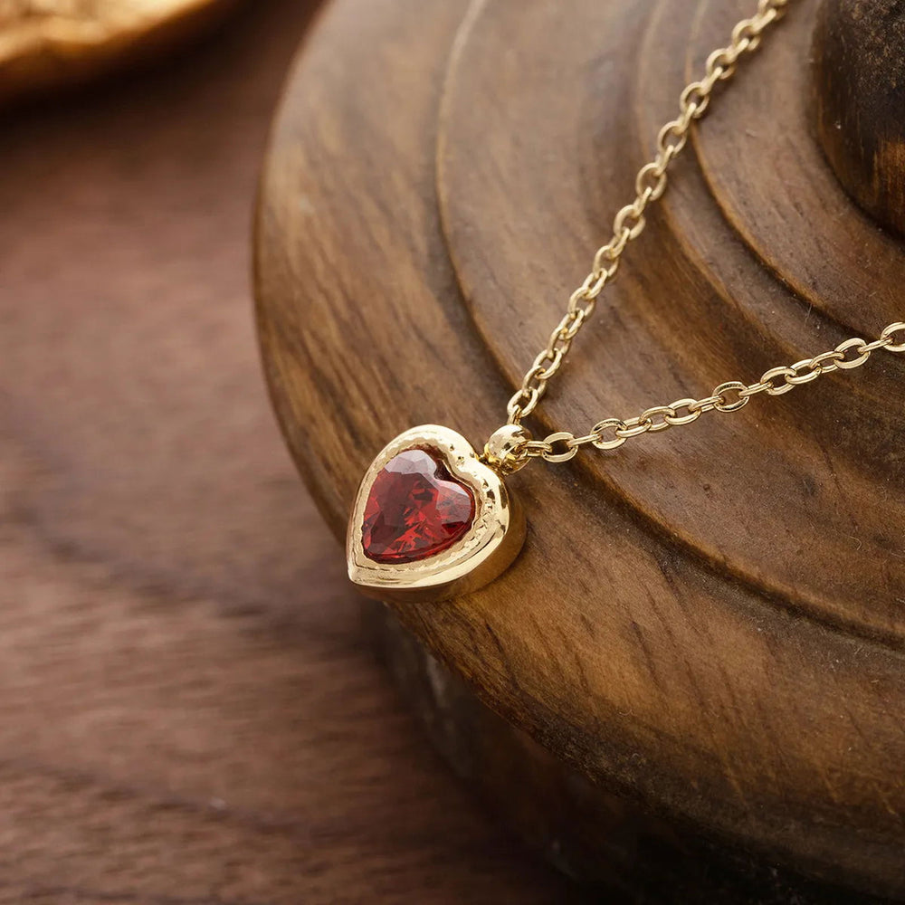 Colorful Gems Heart Stone Necklaces Collection - DKLOR -  -  