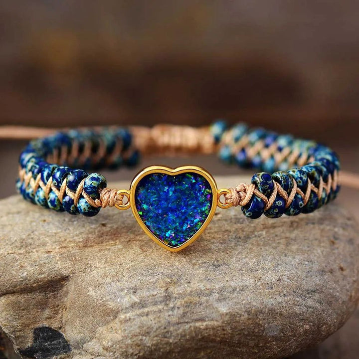 Everlasting Blue Heart Stone Bracelet - DKLOR -  -  