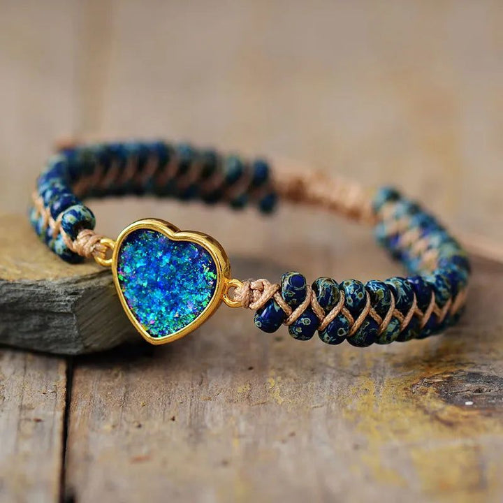 Everlasting Blue Heart Stone Bracelet - DKLOR -  -  