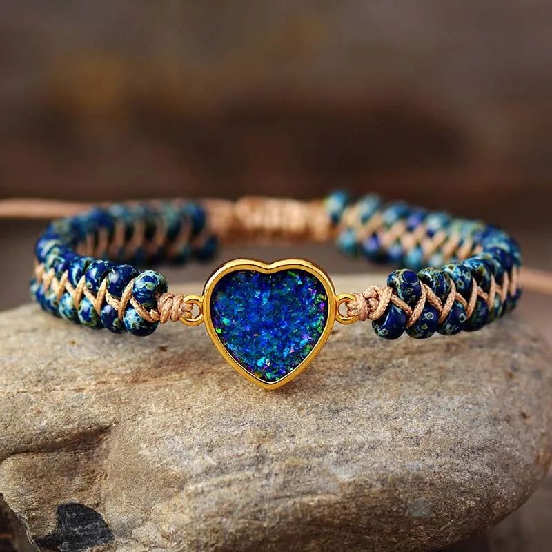 Everlasting Blue Heart Stone Bracelet - DKLOR -  -  