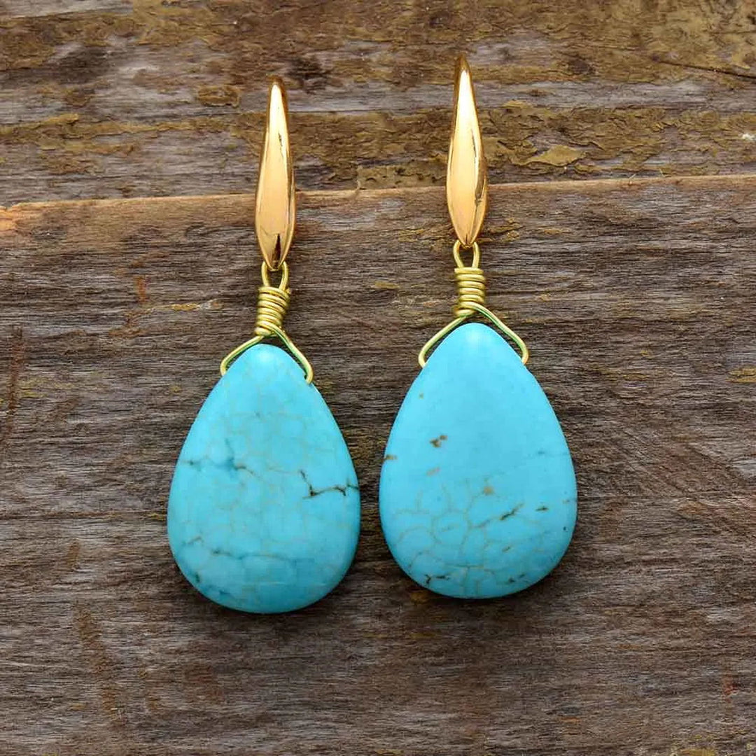 Exclusive Turquoise Teardrop Earrings - DKLOR -  -  