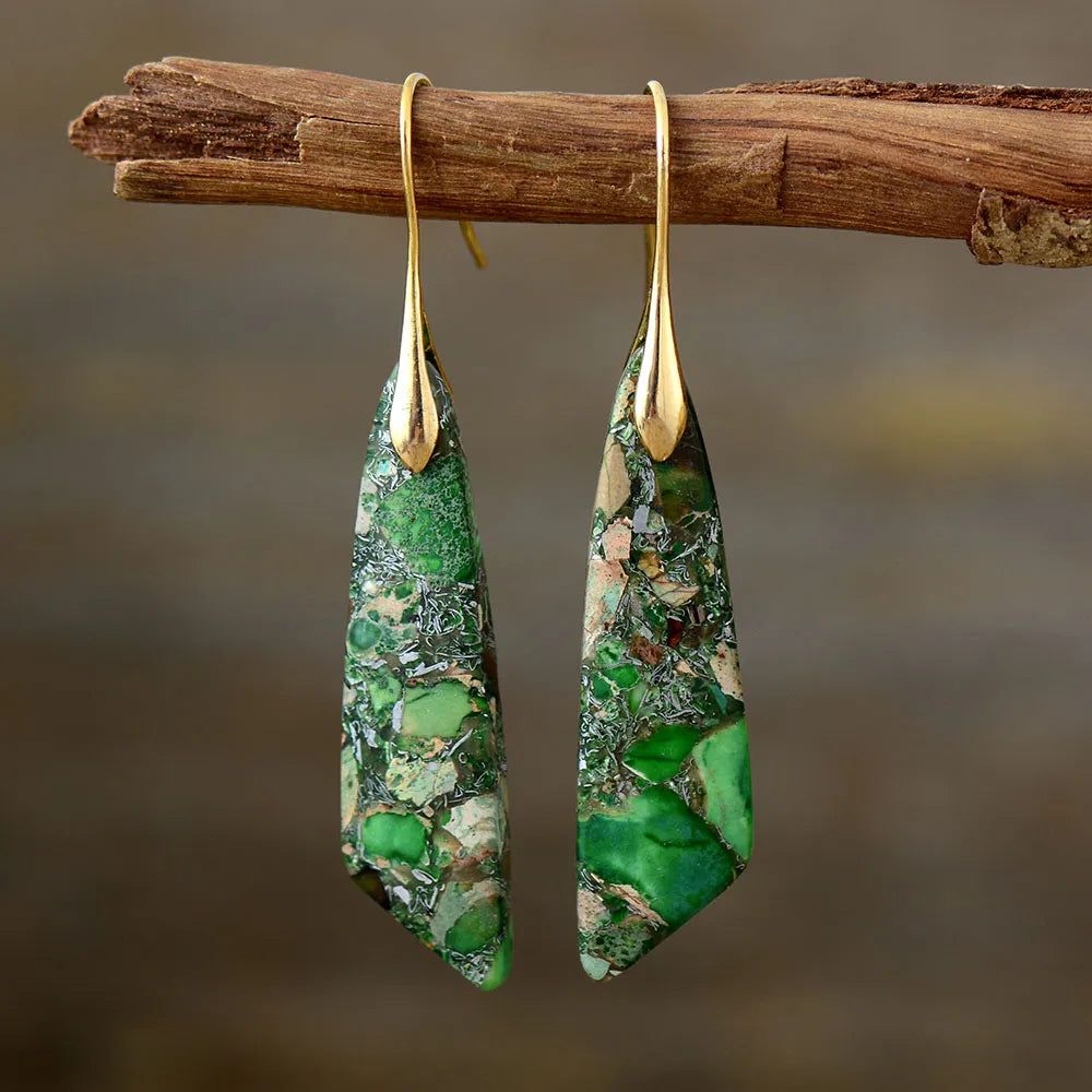 Geometric Jasper Branch Earrings Collection - DKLOR -  -  