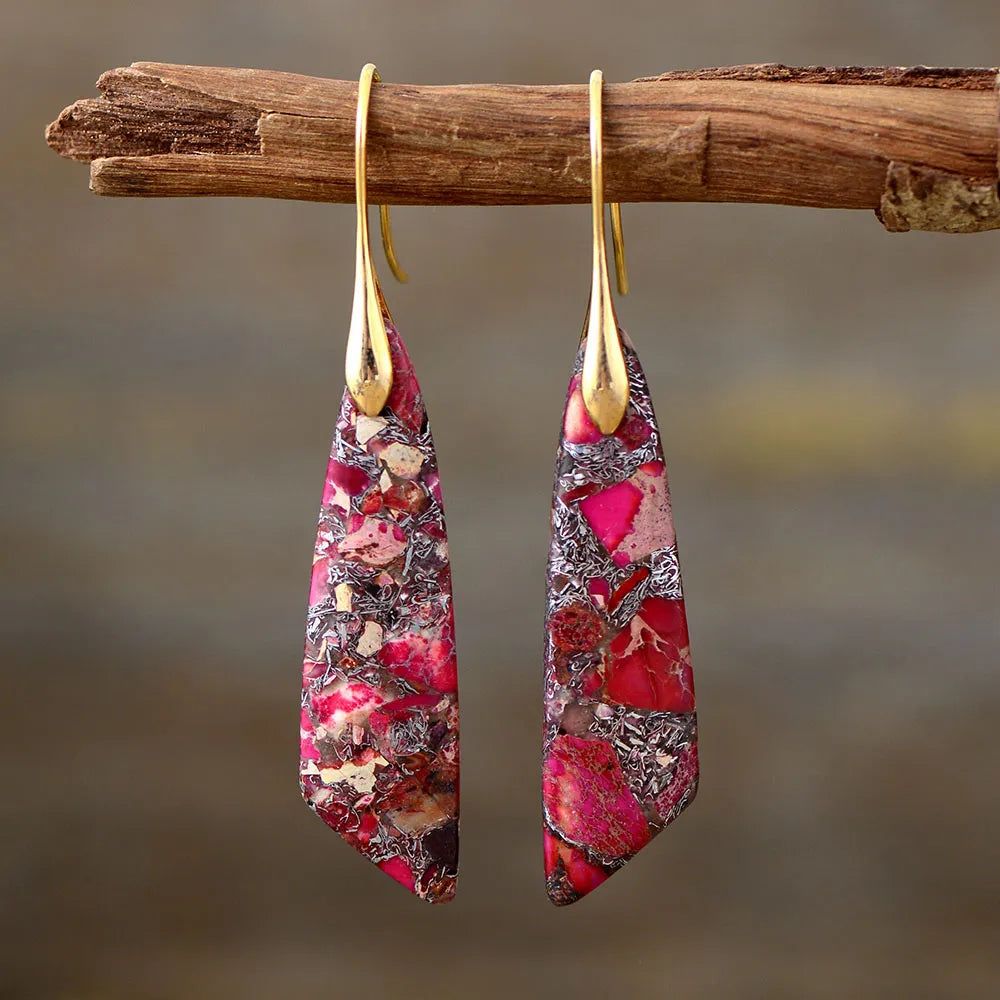 Geometric Jasper Branch Earrings Collection - DKLOR -  -  