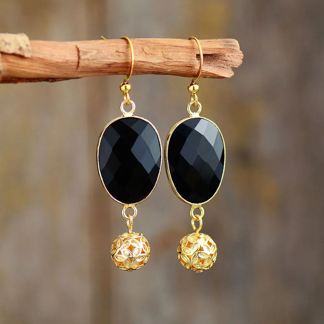 Gold Plated Black Onyx Earning - DKLOR -  -  