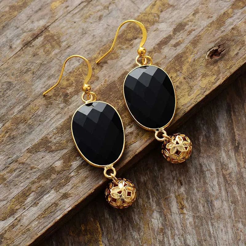 Gold Plated Black Onyx Earning - DKLOR -  -  