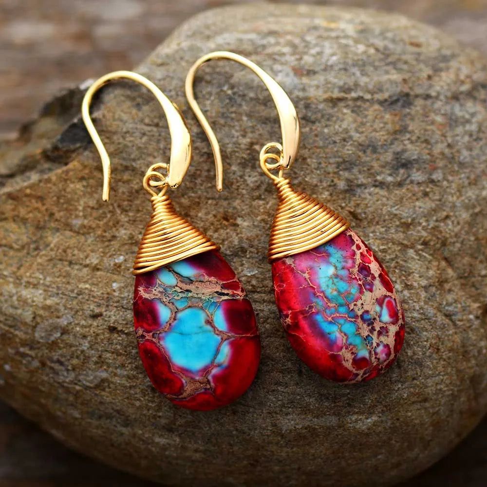 Handmade Teardrop Red Earring Cpollection - DKLOR -  -  