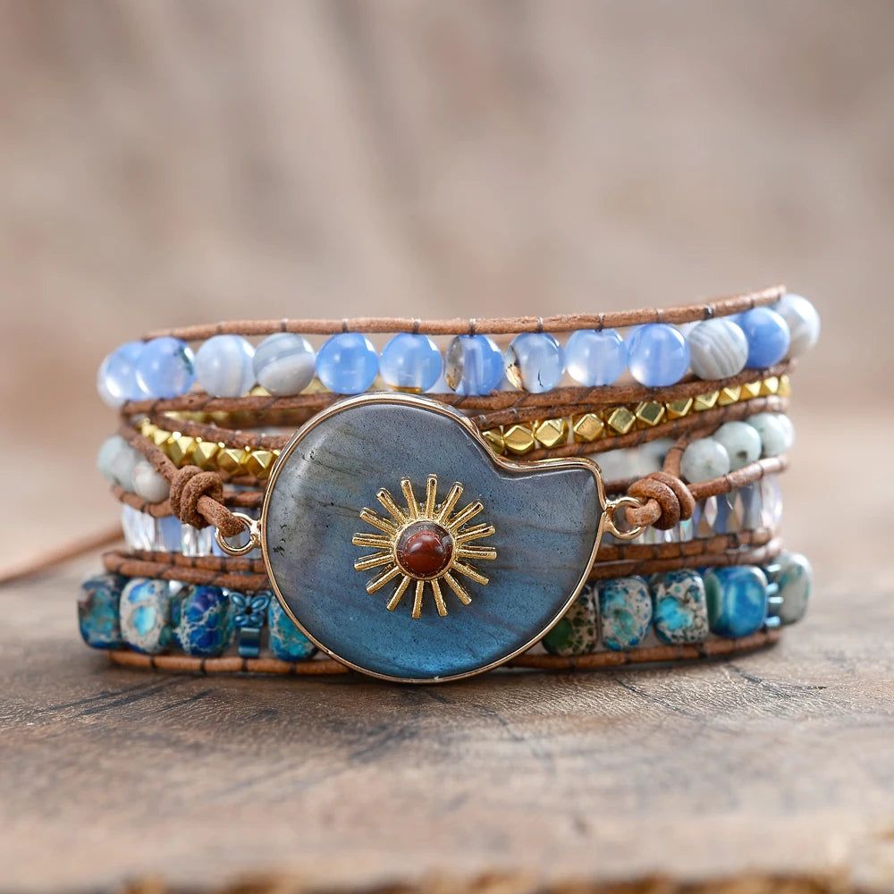 Labradorite Shell Wrap Bracelets - DKLOR -  -  