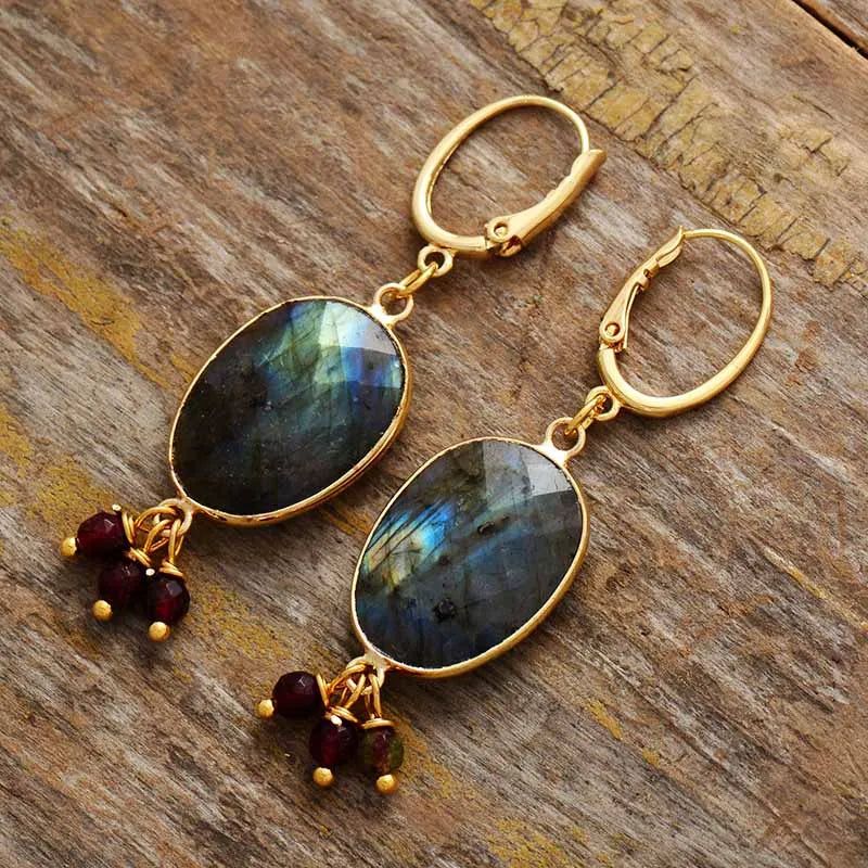 Labradorite Stone Earrings - DKLOR -  -  