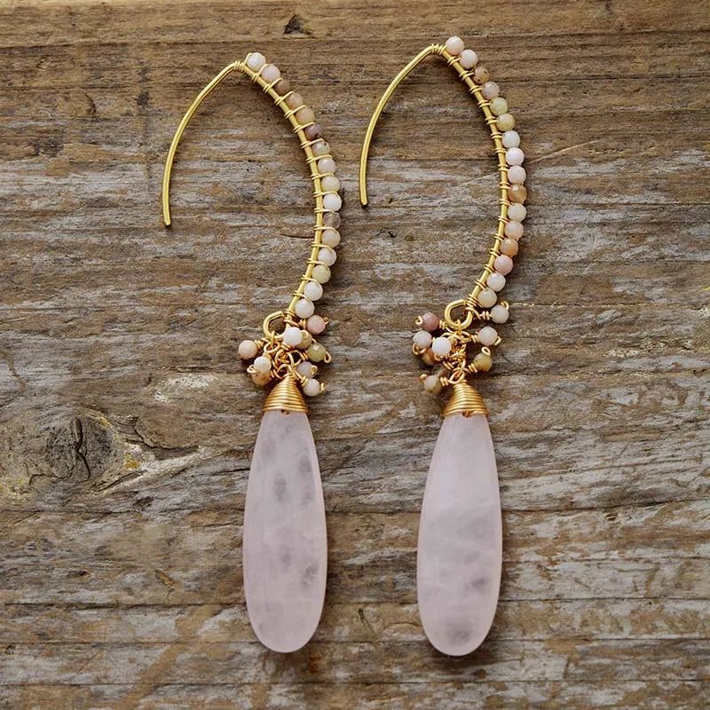 Light Rose Quartz Earrings - DKLOR -  -  