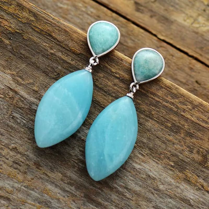 Luxury Amazonite Drop Earrings - DKLOR -  -  