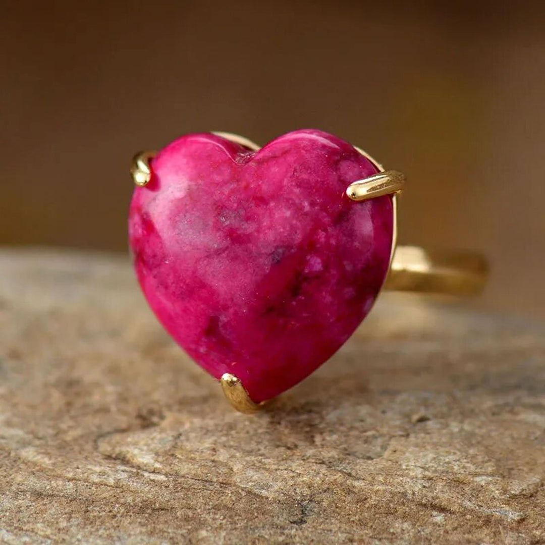 Luxury Gems Stone Heart Ring Collection - DKLOR -  -  