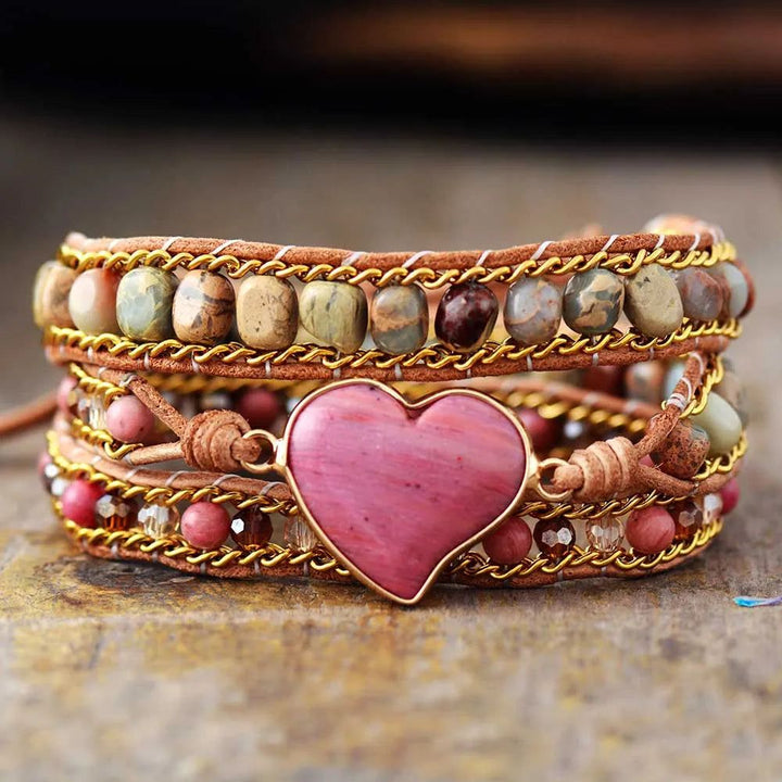 Luxury Pink Heart Shape Wrap Bracelet - DKLOR -  -  