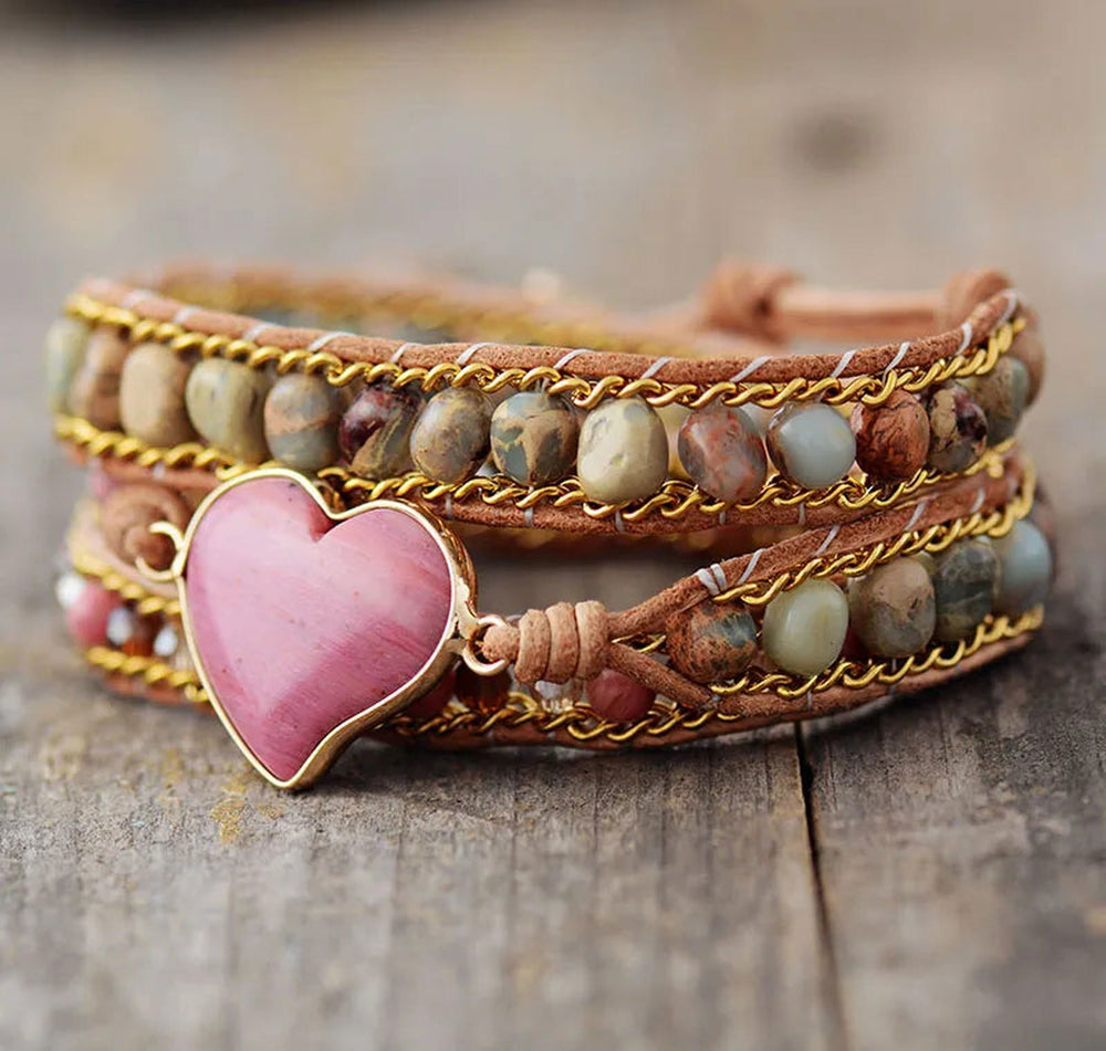 Luxury Pink Heart Shape Wrap Bracelet - DKLOR -  -  