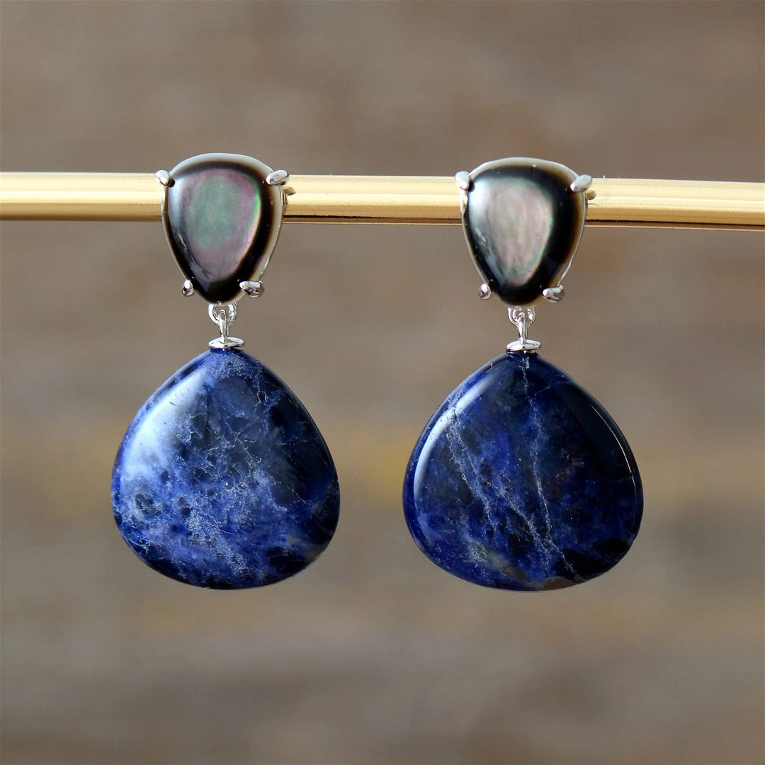 Luxury Shell Sodalite Earrings - DKLOR -  -  