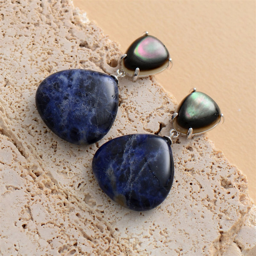 Luxury Shell Sodalite Earrings - DKLOR -  -  