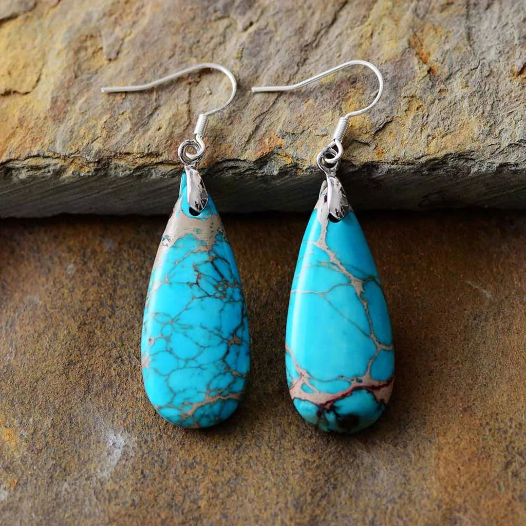 Luxury Teardrop Natural Stones Earrings - DKLOR -  -  