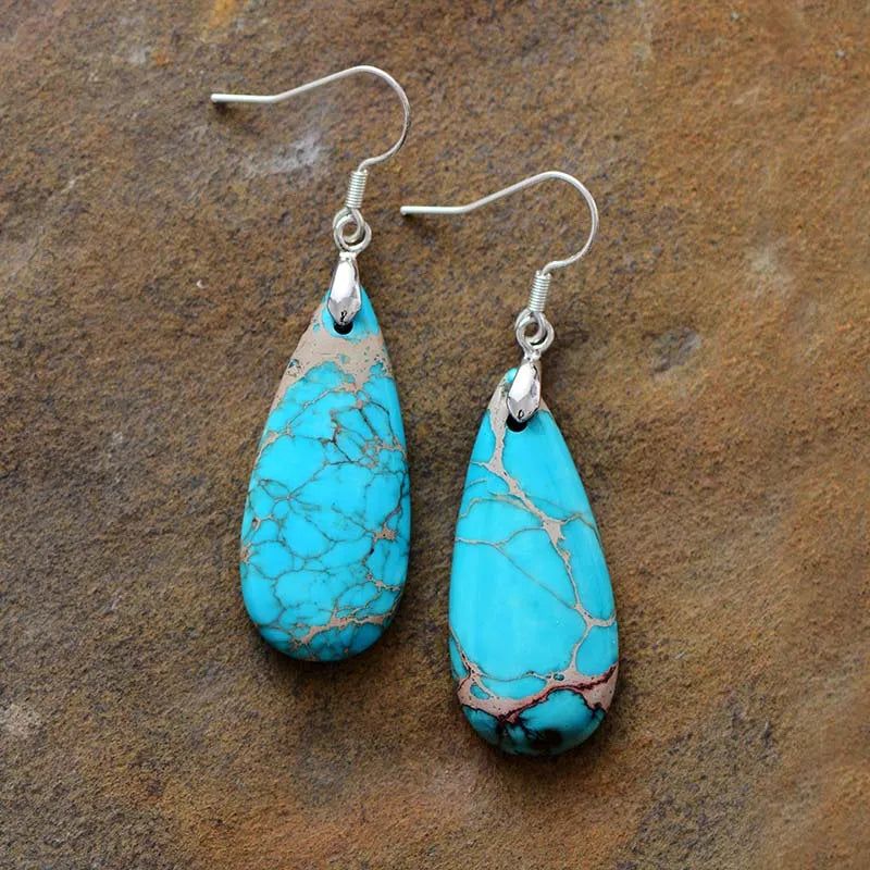 Luxury Teardrop Natural Stones Earrings - DKLOR -  -  