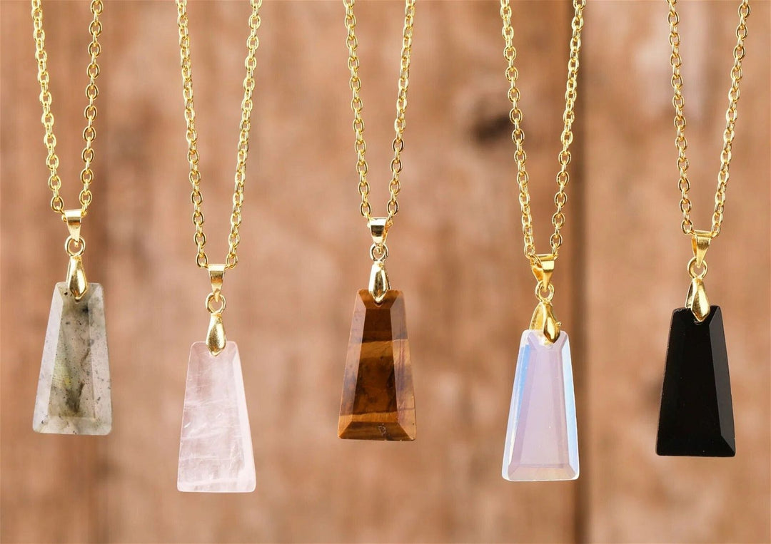 Minimalist Geomatics Crystal Necklaces Collection - DKLOR -  -  