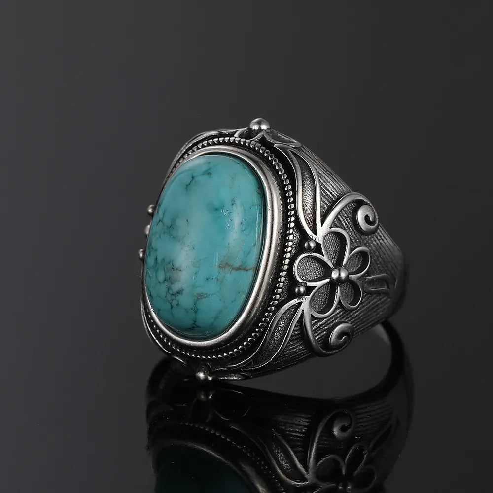 Natural Oval Turquoise Ring - DKLOR -  -  