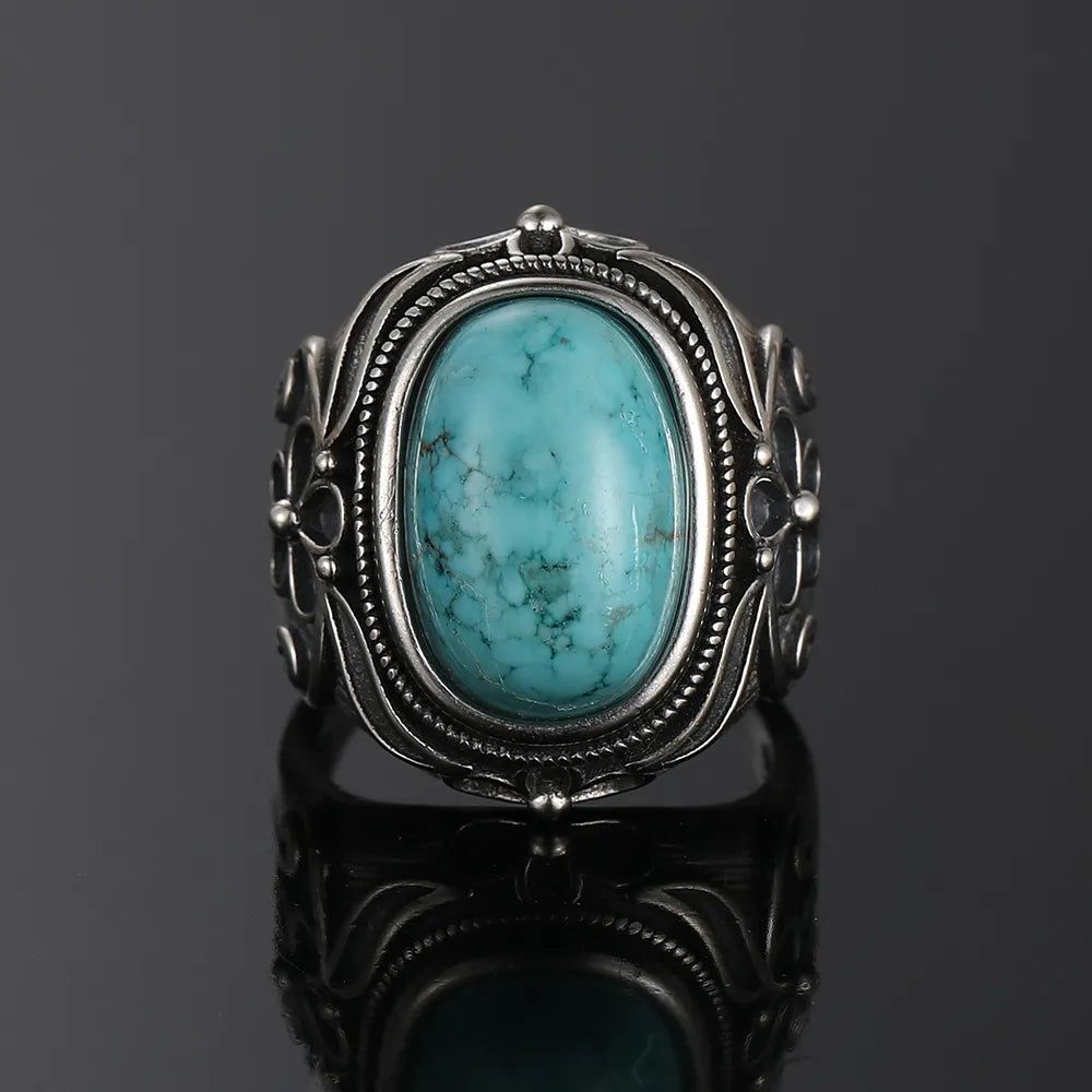 Natural Oval Turquoise Ring - DKLOR -  -  