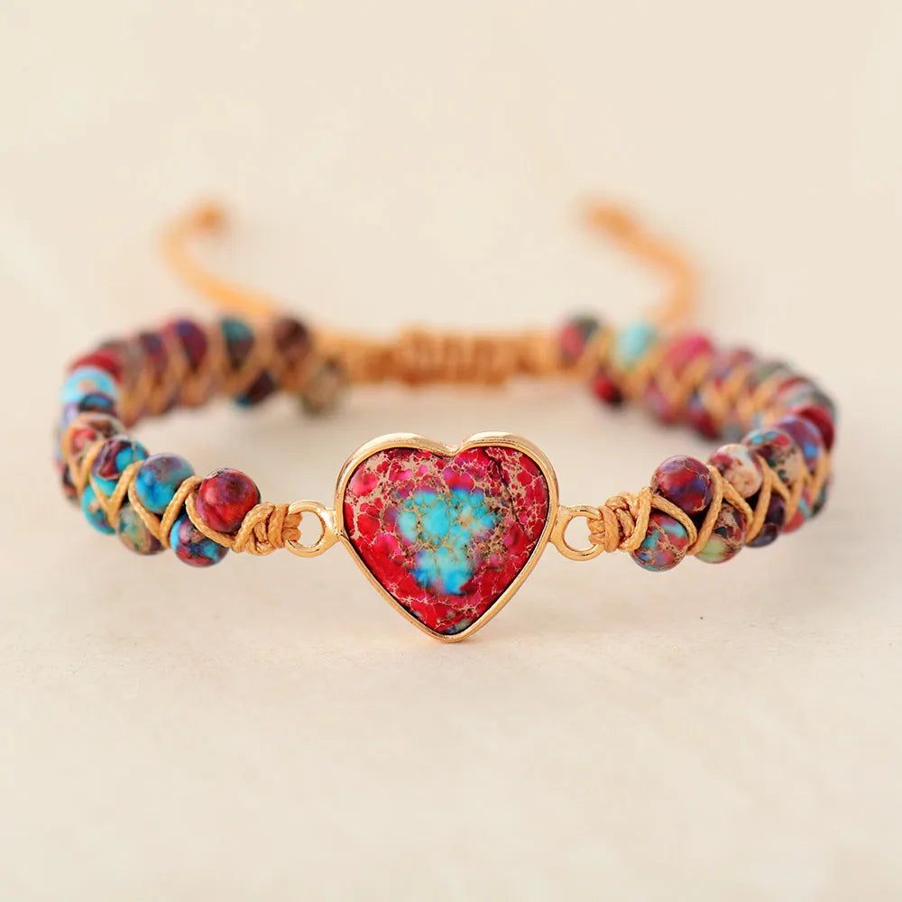 Natural Stone Heart Charm Bracelets - DKLOR -  -  