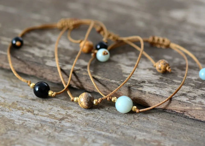 Natural Stone Wax Cord Bracelet Collection - DKLOR -  -  