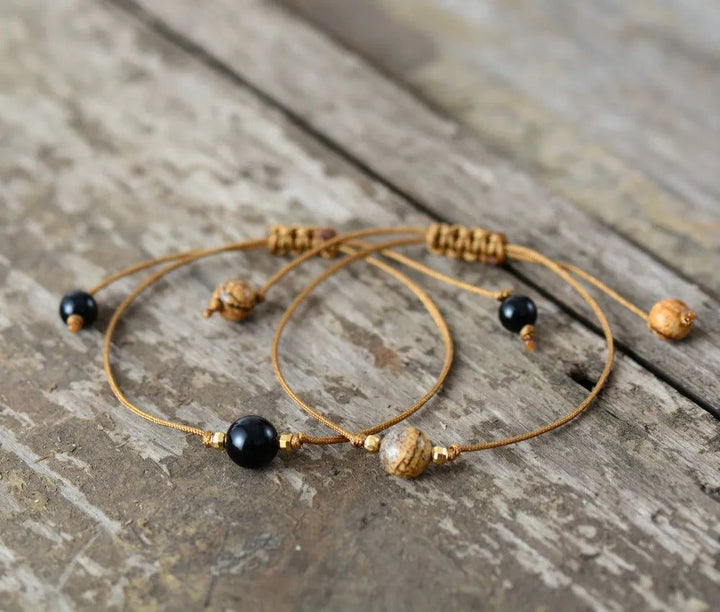 Natural Stone Wax Cord Bracelet Collection - DKLOR -  -  