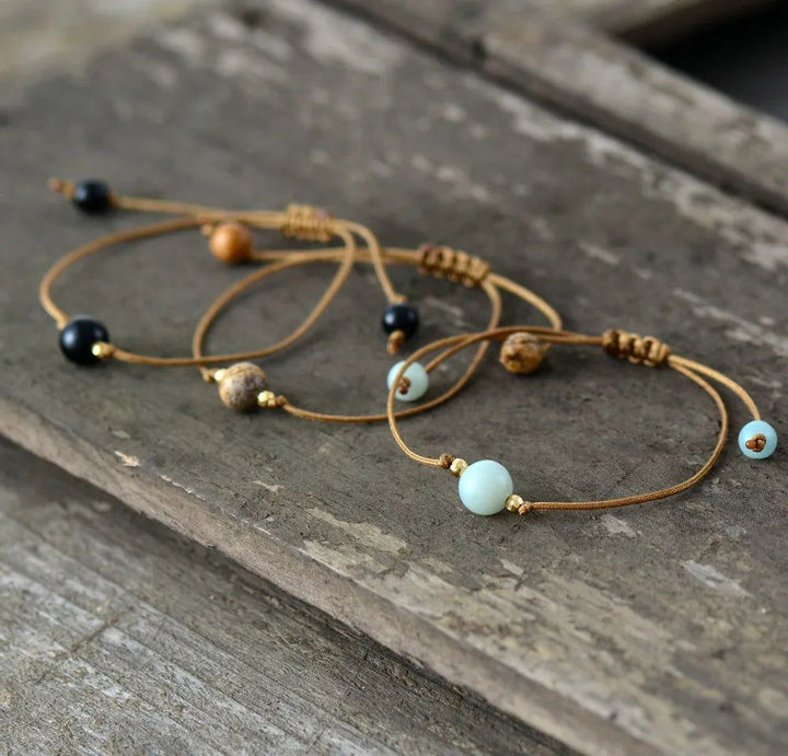 Natural Stone Wax Cord Bracelet Collection - DKLOR -  -  