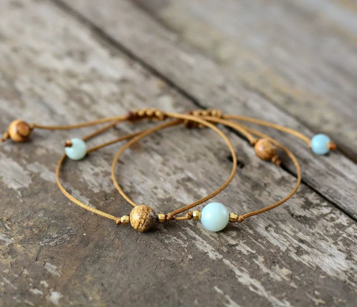 Natural Stone Wax Cord Bracelet Collection - DKLOR -  -  