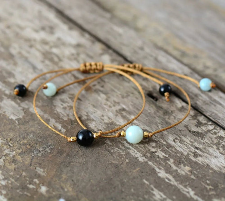 Natural Stone Wax Cord Bracelet Collection - DKLOR -  -  