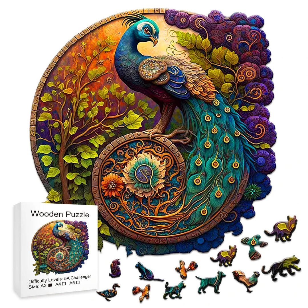 Peacock Paradise Wooden Puzzle Set - DKLOR -  -  