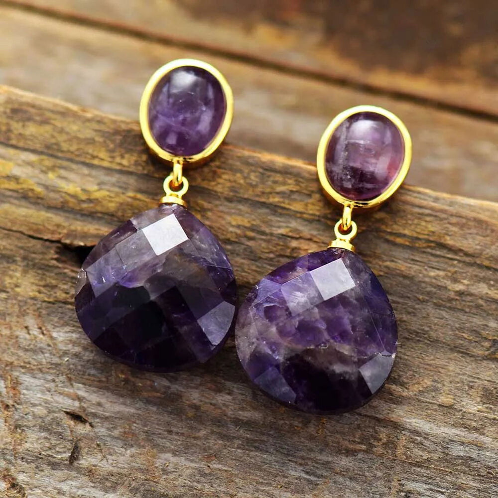 Purple Amethyst Drop Earrings - DKLOR -  -  