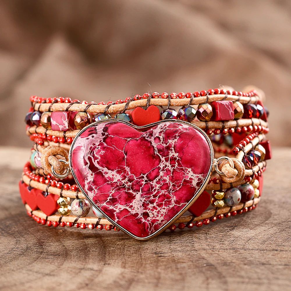 Red Heart Big Stone Bracelet - DKLOR -  -  