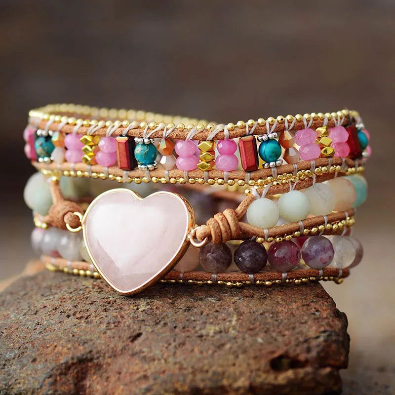 Romantic Pink Leather Wrap Bracelets - DKLOR -  -  