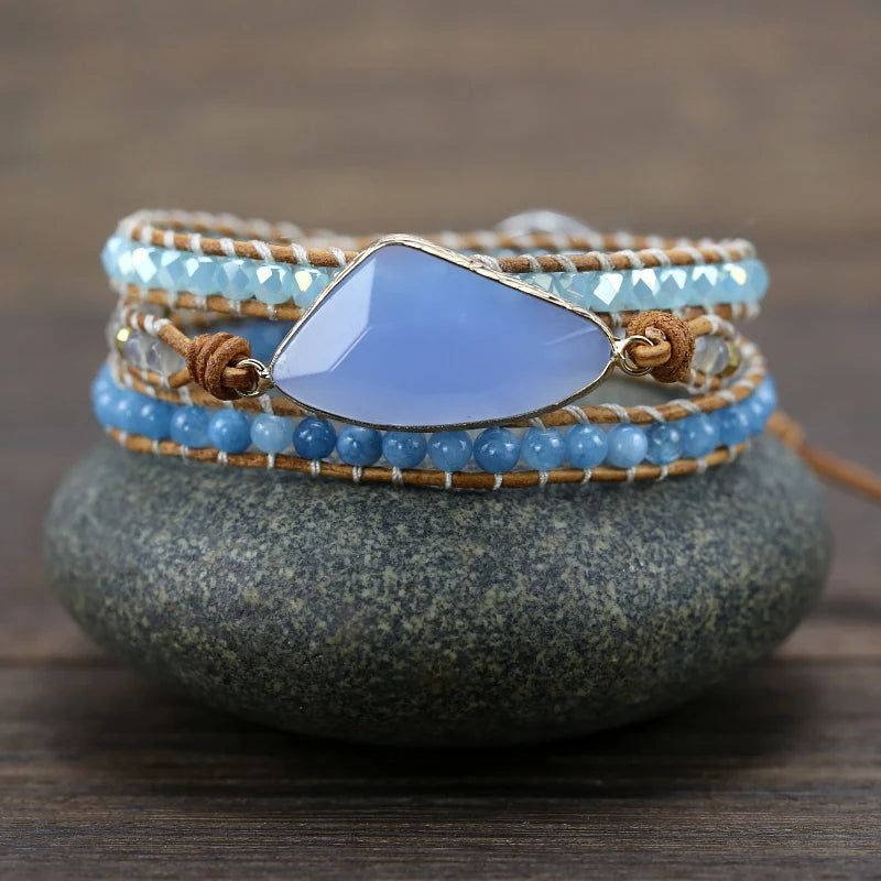 Sapphire Leather Wrap Bracelet - DKLOR -  -  