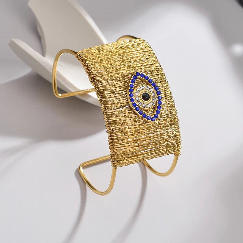 Sapphire Punk Eyelet Cuff Bracelet - DKLOR -  -  